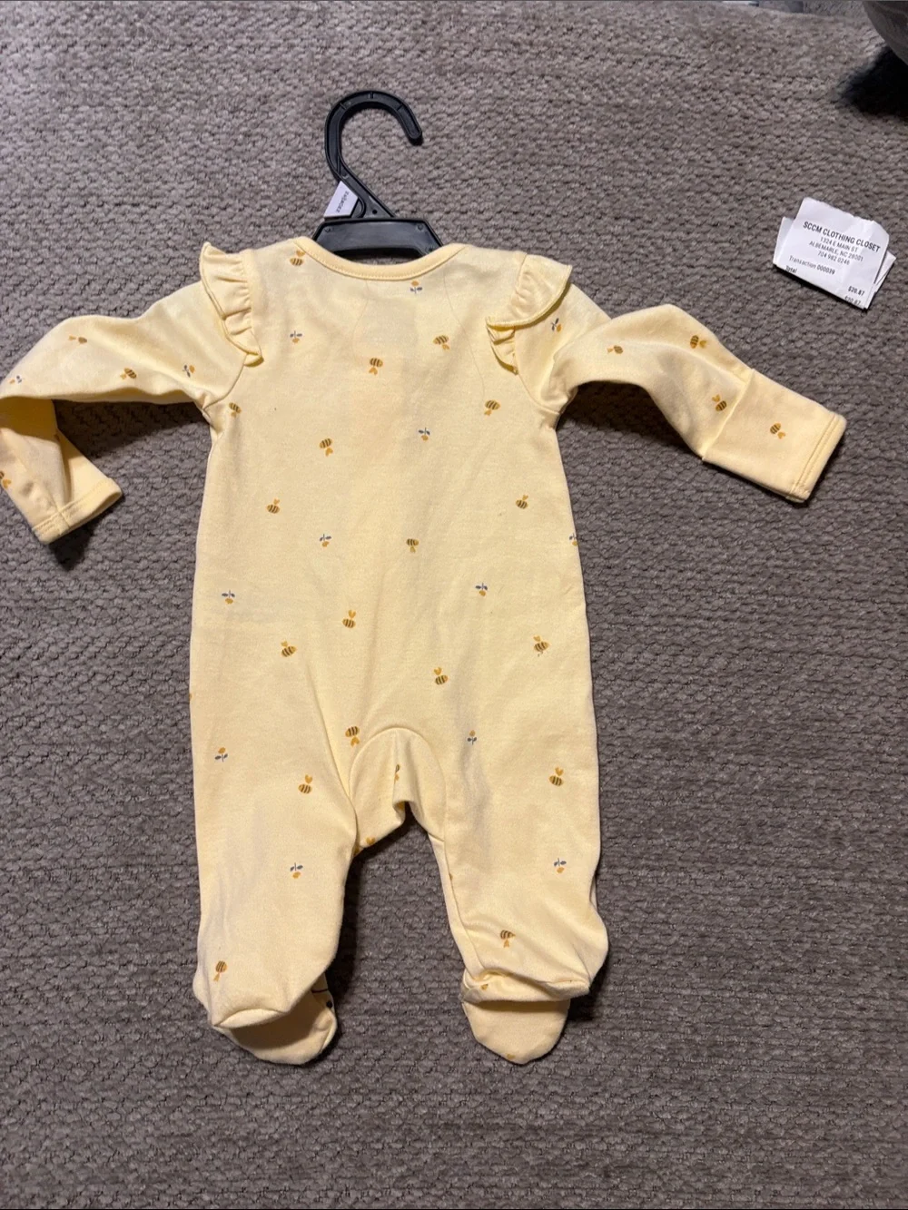Carter's Light Yellow Bee Print Footed One-Piece